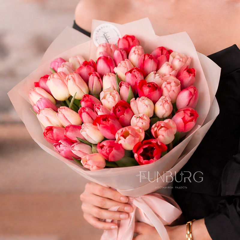 Акция! Микс из розовых тюльпанов (15, 25 или 51 шт.)