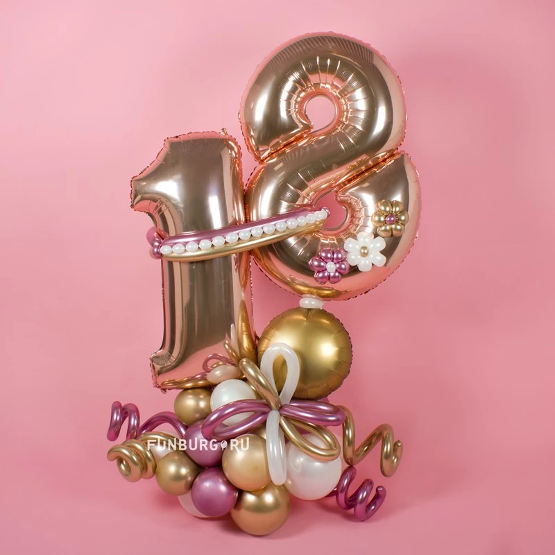 Фигура из шаров с цифрами «Розовое золото»