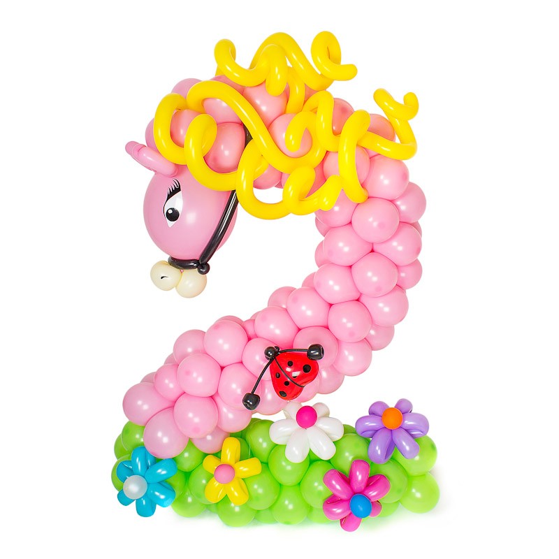 Фигура из шаров «Розовая лошадка» (цифра 2)
