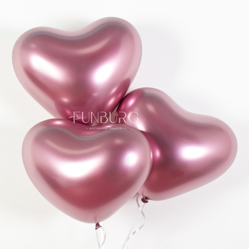 Воздушные шары (14 дюймов) «Сердца Chrome» розовые