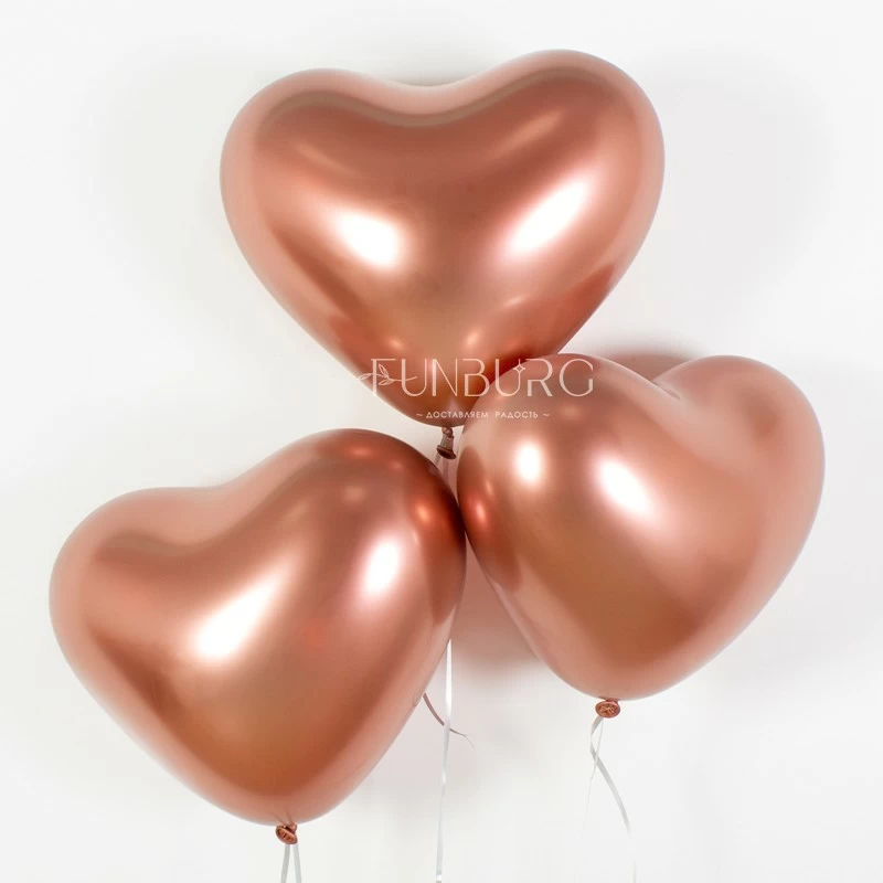 Воздушные шары (14 дюймов) «Сердца Chrome» розовое золото