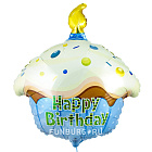 Шар из фольги «Голубой кекс с Днем рождения»