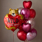 Набор: связка и шар из фольги «Влюблённый леопард»