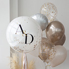 Большой стеклянный шар с конфетти «Champagne» 24″