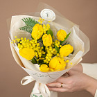 Букет тюльпанов «Солнышко» с мимозой