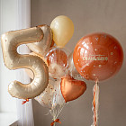 Набор: большой шар, цифра и связка «Янтарный мёд»