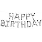 Гирлянда из шаров-букв «Happy Birthday» (серебро)