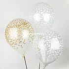 Воздушные шары «Конфетти» (золото, белый)