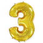 Шар из фольги «Цифра 3 (золотая)»