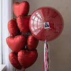 Набор: большой шар и связка сердец «Любовь без границ»