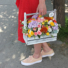 Композиция в деревянном ящике «Палитра лета»