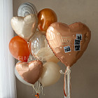 Набор: сердце с фотографиями и связка «Медовая карамель» 30″