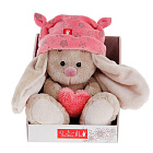 Мягкая игрушка «Зайка Ми в розовой шапке с сердечком»