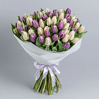 Букет кремовых и пурпурных тюльпанов L