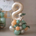 Фигура из шаров с цифрой и эвкалиптом