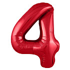 Шар из фольги «Цифра 4 (красная)» Slim