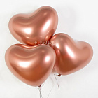 Воздушные шары (14 дюймов) «Сердца Chrome» розовое золото