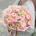 Дуобукет из ромашек и пионовидных роз Джульетта