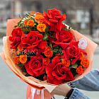 Дуобукет из роз «Пламенное чувство»