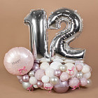 Фигура из шаров с двумя цифрами (розовый шёлк)