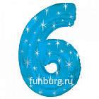 Шар из фольги «Цифра 6 (голубая)»