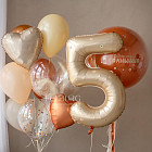 Набор: большой шар, цифра и связка «Янтарный мёд»