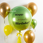 Шар-сфера с надписью «На день рождения» (градиент)