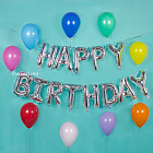 Гирлянда из шаров-букв «Happy Birthday» (серебро)