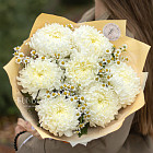 Букет из ромашек и хризантем «Ванильный крем»