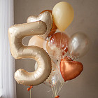 Набор: цифра и связка шаров «Янтарный мёд»